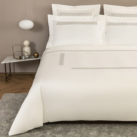 Basket Weave Embroidered Duvet Cover Set