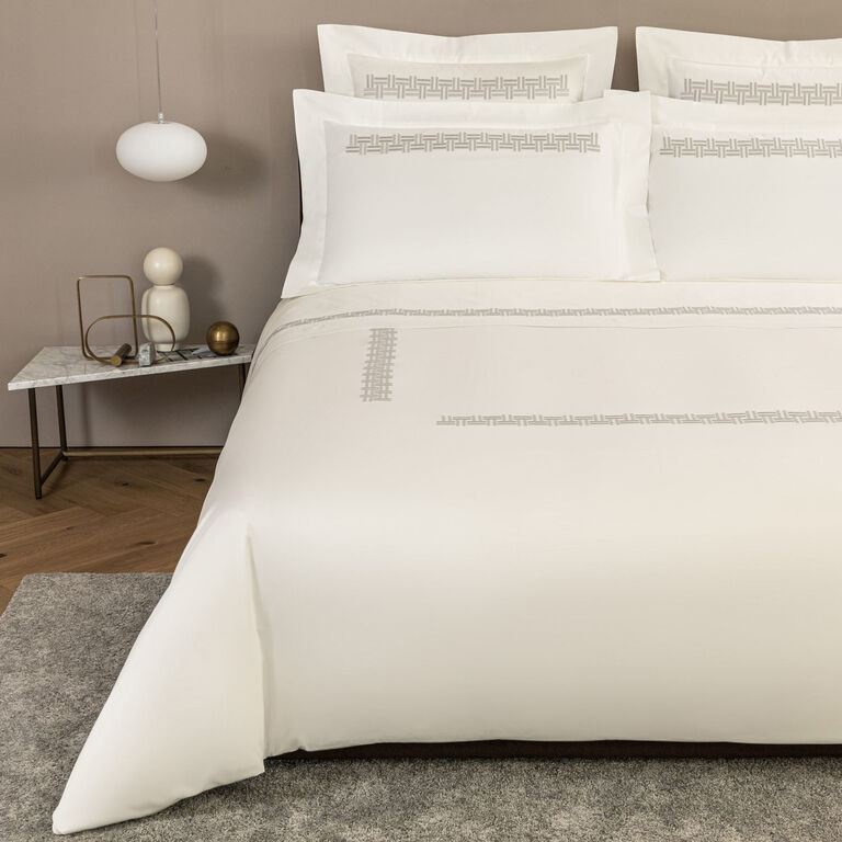 slide 1 Basket Weave Embroidered Duvet Cover Set