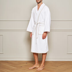 Light Terry and Linen Crepe Bathrobe