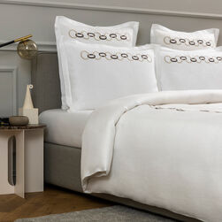 Links Embroidered Pure Linens Duvet Cover