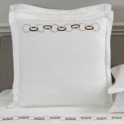 Links Embroidered Pure Linens Euro Sham