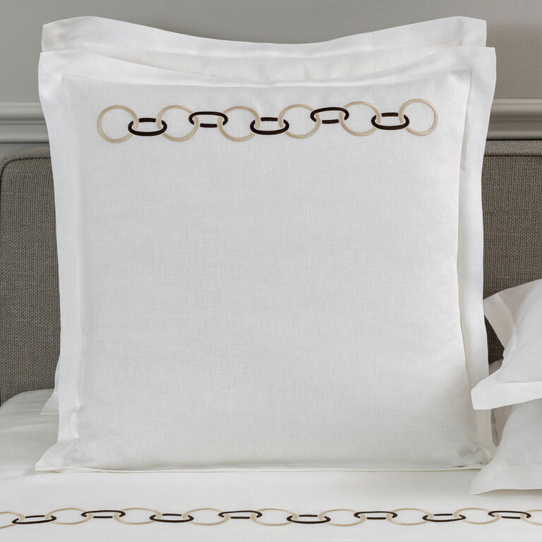 slide 1 Links Embroidered Pure Linens Euro Sham