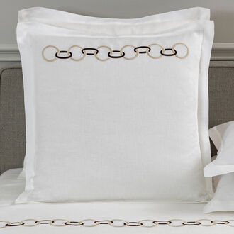 Links Embroidered Pure Linens Euro Sham