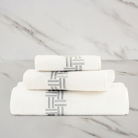 Basket Weave Embroidered Bath Towel