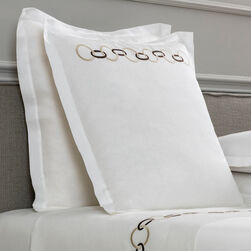 Links Embroidered Pure Linens Euro Sham