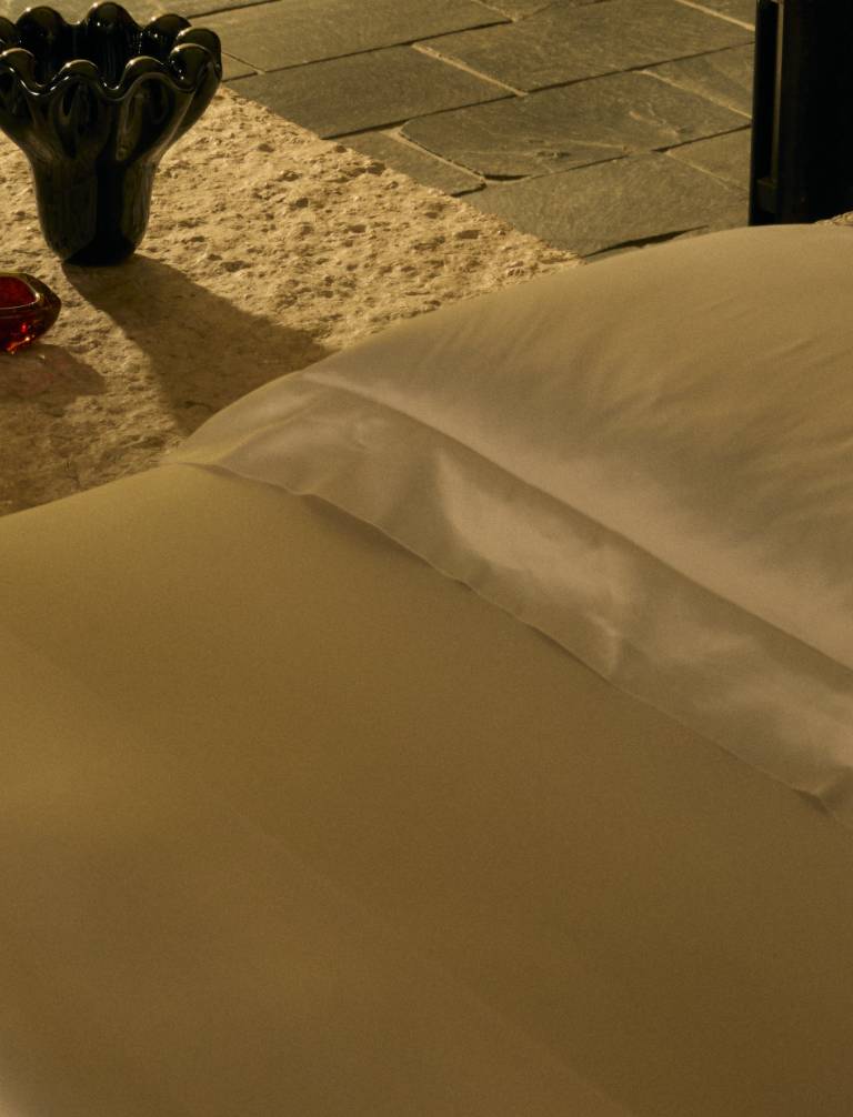 Frette Ultimate Sateen luxury bedding woven in Italy from extra-long staple cotton with luminous shine